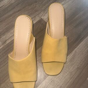 Adrienne Vittadini Pastel Yellow Open-Toe Slide Mules